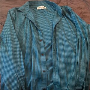 Old Navy Blue and Black Plaid Shirt